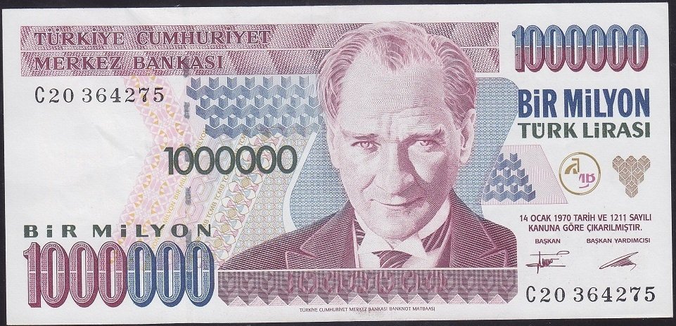 7.Emisyon 1.Tertip 1 000 000 Lira C20 364275 Ççt +