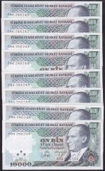 7.EMİSYON 3.TERTİP 10000 LİRA G06 266241-50 (SERİ TAKİPLİ 10 ADET) ÇİL