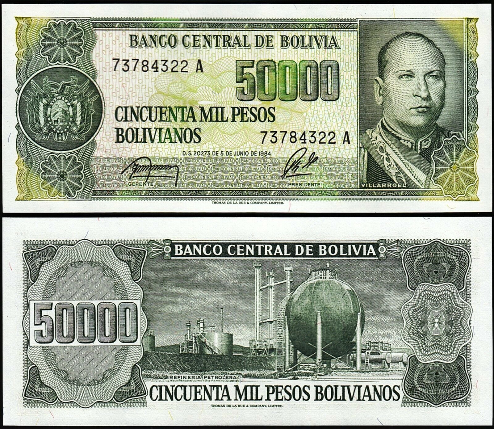 Bolivya 50000 Bolivianos 1984 Çil Pick 170a