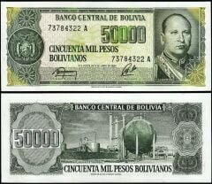 Bolivya 50000 Bolivianos 1984 Çil Pick 170a