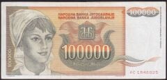 Yugoslavya 100000 Dinar 1993 Çok Temiz+