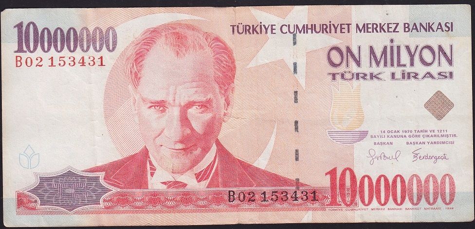 7.Emisyon 10 000 000 Lira B02 153431 Çok Temiz