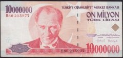 7.Emisyon 10 000 000 Lira B80 215977 Çok Temiz