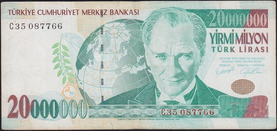 7.Emisyon 20 000 000 Lira C35 087766 Çok Temiz