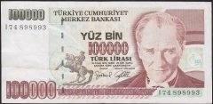 7.Emisyon 3.Tertip 100000 Lira I74 898993 Çok Temiz+