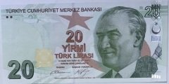 9.EMİSYON 20 LİRA 2.TERTİP B892 512 215 ÇİL (BALYA İZİ VAR) BLOK RADAR