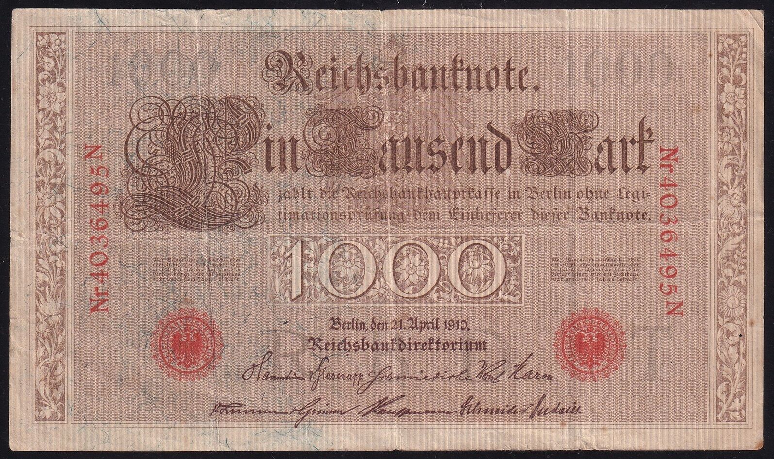 Almanya 1000 Mark 1910 Çok Temiz