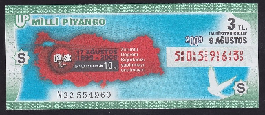2009 9 AĞUSTOS ÇEYREK BİLET