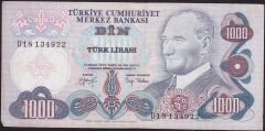6.Emisyon 2.Tertip 1000 Lira D18 134922 Çok Temiz