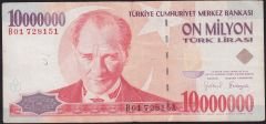 7.Emisyon 10 000 000 Lira B01 728151 Çok Temiz
