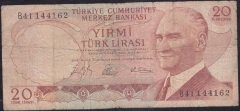 6.Emisyon 1.Tertip 20 Lira B41 144162 Temiz