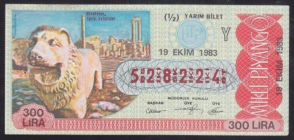 1983 19 EKİM YARIM BİLET -Y SERİSİ