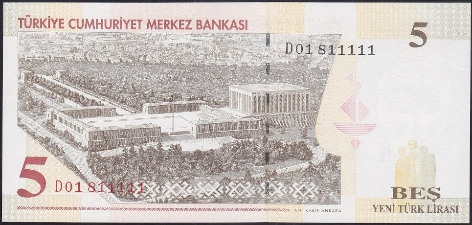 8.EMİSYON 5 YTL D01 811111 ÇİL GÜZEL NUMARA