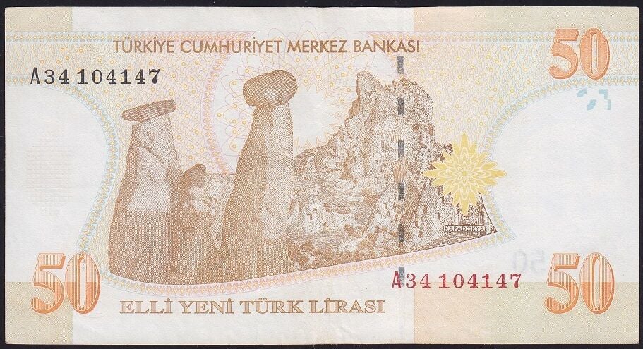 8.Emisyon 50 YTL A34 104147 Çok Çok Temiz+