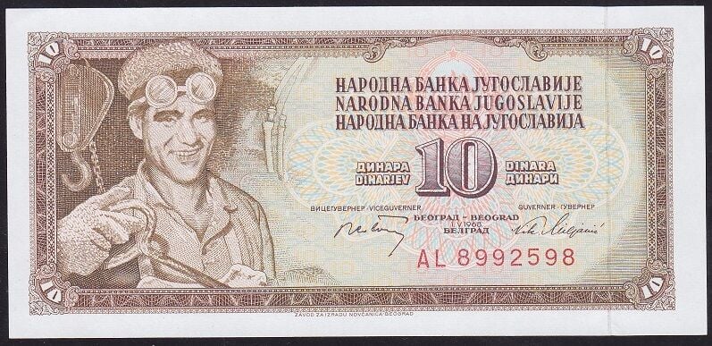 Yugoslavya 10 Dinar 1968 Çilaltı Çil