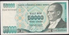 7.Emisyon 1.Tertip 50000 Lira B16 557046 Çok Temiz +