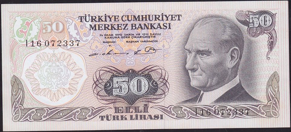6.Emisyon 1.Tertip 50 Lira I16 072337 Çilaltı Çil