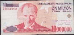 7.Emisyon 10 000 000 Lira A90 576859 Çok Temiz
