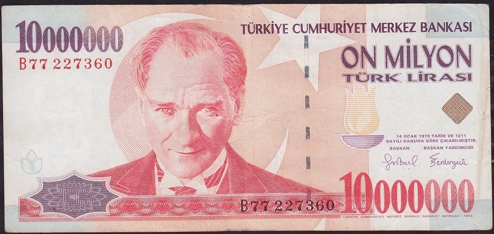 7.Emisyon 10 000 000 Lira B77 227360 Temiz