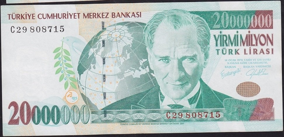 7.Emisyon 20 000 000 Lira C29 808715 Çok Çok Temiz+