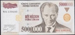7.Emisyon 5 000 000 Lira N01 139193 Çilaltı Çil