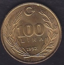 1992 YILI 100 LİRA ÇİLALTI ÇİL