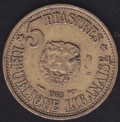 Lübnan 5 Piastre 1955