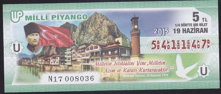 2015 19 HAZİRAN ÇEYREK BİLET U SERİSİ