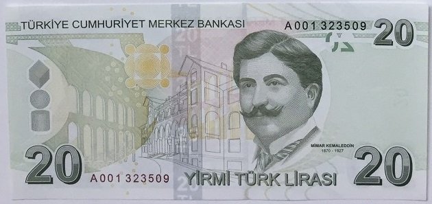 9.EMİSYON 20 LİRA 1.TERTİP A001 323509 ÇİL