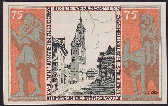 Almanya 75 Pfennig Notgeld 1921 Çil