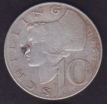 Avusturya 10 Şiling 1957 Gümüş