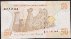 8.Emisyon 50 YTL A35 585167 Çok Temiz+