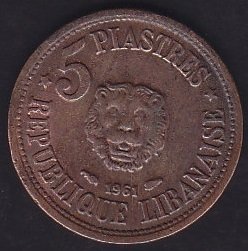 Lübnan 5 Piastre 1961