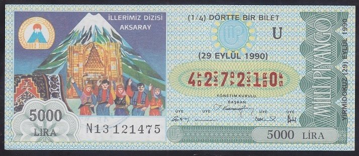 1990 29 EYLÜL ÇEYREK BİLET U SERİSİ
