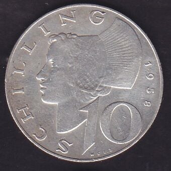 Avusturya 10 Şiling 1958 Gümüş