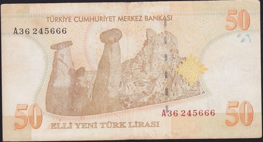 8.Emisyon 50 YTL A36 245666 Çok Temiz+