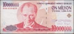 7.Emisyon 10 000 000 Lira A88 650429 Çok Temiz