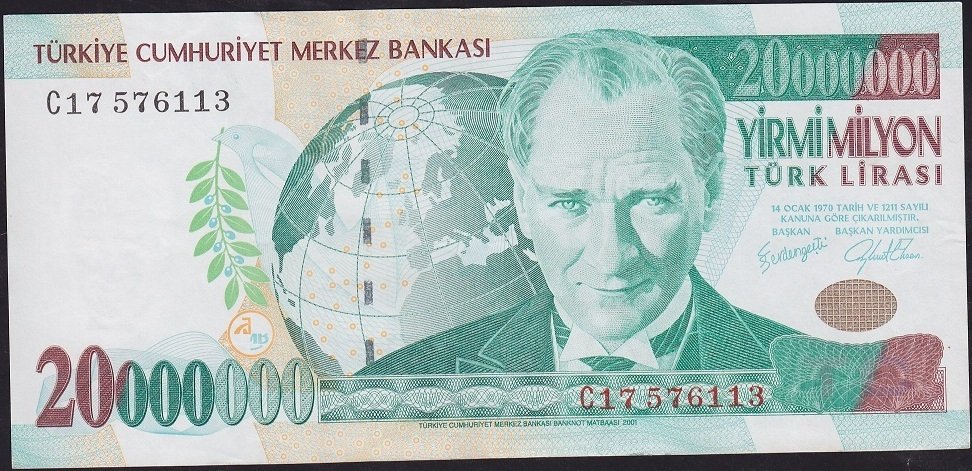7.Emisyon 20 000 000 Lira C17 576113 Çok Çok Temiz+