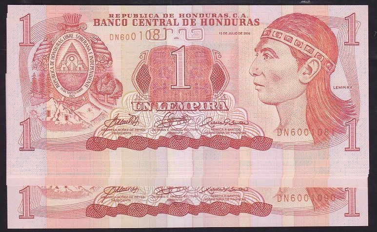 HONDURAS 1 LEMPİRA 2006 - 10 ADET SERİ TAKİPLİ ÇİL