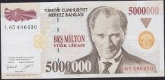 7.Emisyon 5 000 000 Lira L65 496430 Ççt Çilaltı