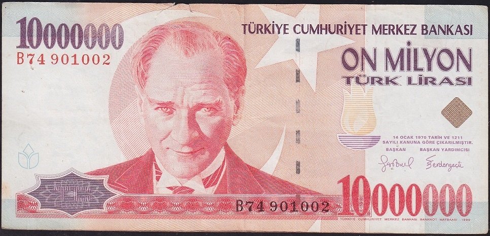 7.Emisyon 10 000 000 Lira B74 901002 Temiz