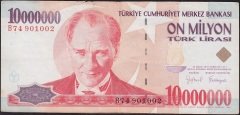 7.Emisyon 10 000 000 Lira B74 901002 Temiz
