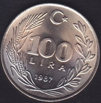 1987 YILI 100 LİRA ÇİLALTI ÇİL