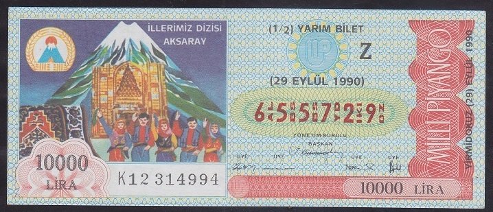 1990 29 EYLÜL YARIM BİLET Z SERİSİ