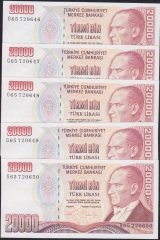 7.EMİSYON 2.TERTİP 20000 LİRA G65 720646- 650 SERİ TAKİPLİ 5 ADET ÇİLALTI ÇİL