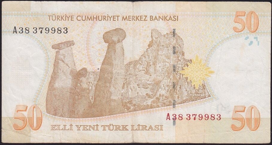 8.Emisyon 50 YTL A38 379983 Çok Temiz