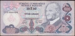 6.Emisyon 2.Tertip 1000 Lira C73 006444 Çok Temiz