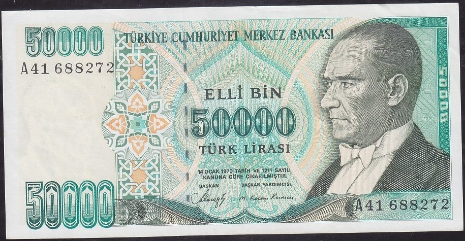 7.Emisyon 1.Tertip 50000 Lira A41 688272 Ççt Çilaltı