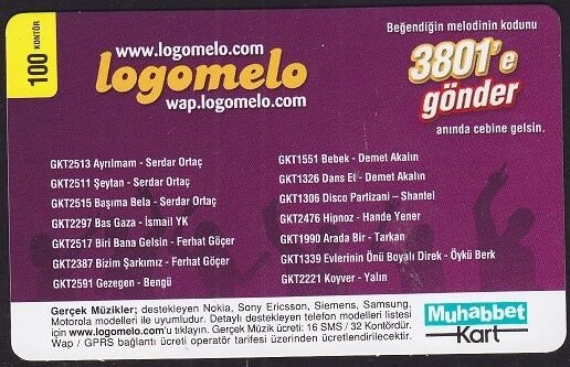 Turkcell Muhabbet Kart 100 Kontör Logomelo