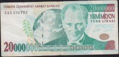 7.Emisyon 20 000 000 Lira C15 231772 Çok Temiz